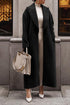 Black long teddy lapel winter coat, minimalist street style