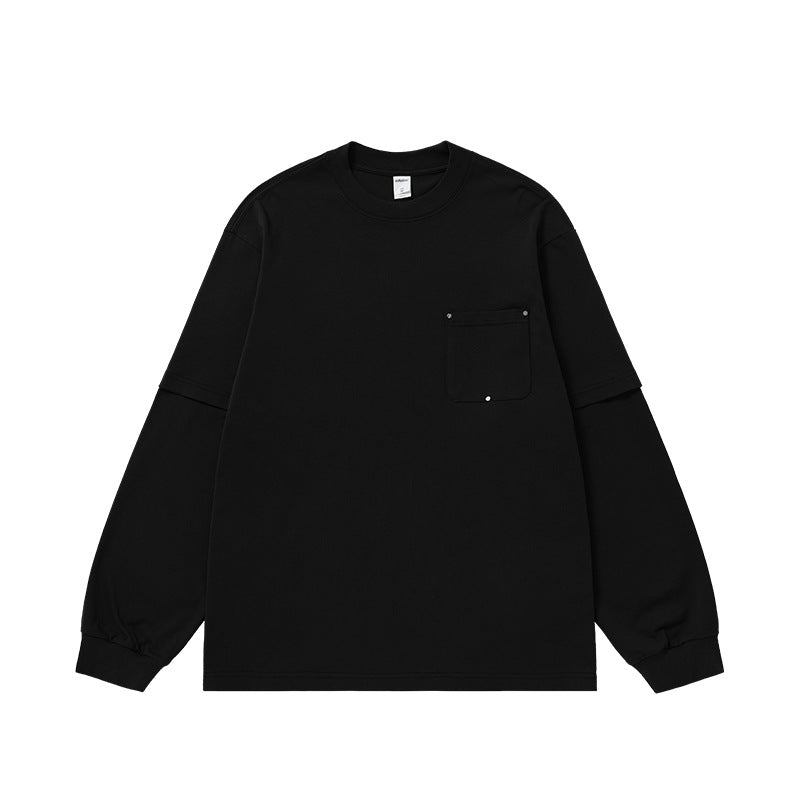 Black oversized long sleeve t-shirt for men streetwear style