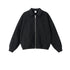 Black polo zip up, fleece-lined collared zip sweatshirt, flat lay front