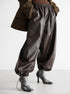 Black PU leather street style women’s pants with jacket