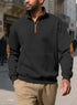 black sweatshirt with zip for men front street view
