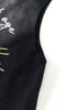 Armhole stitching and hem details on black vintage tank
