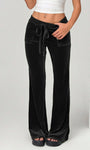 black velvet flare pants with pockets front look