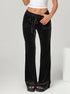 black velvet flare pants with pockets front look