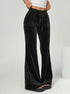 black velvet yoga flare pants front angled view