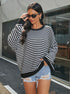 black white striped oversized sweater street style front view