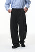 Black wide-leg trousers with elastic drawstring waist, loose streetwear style