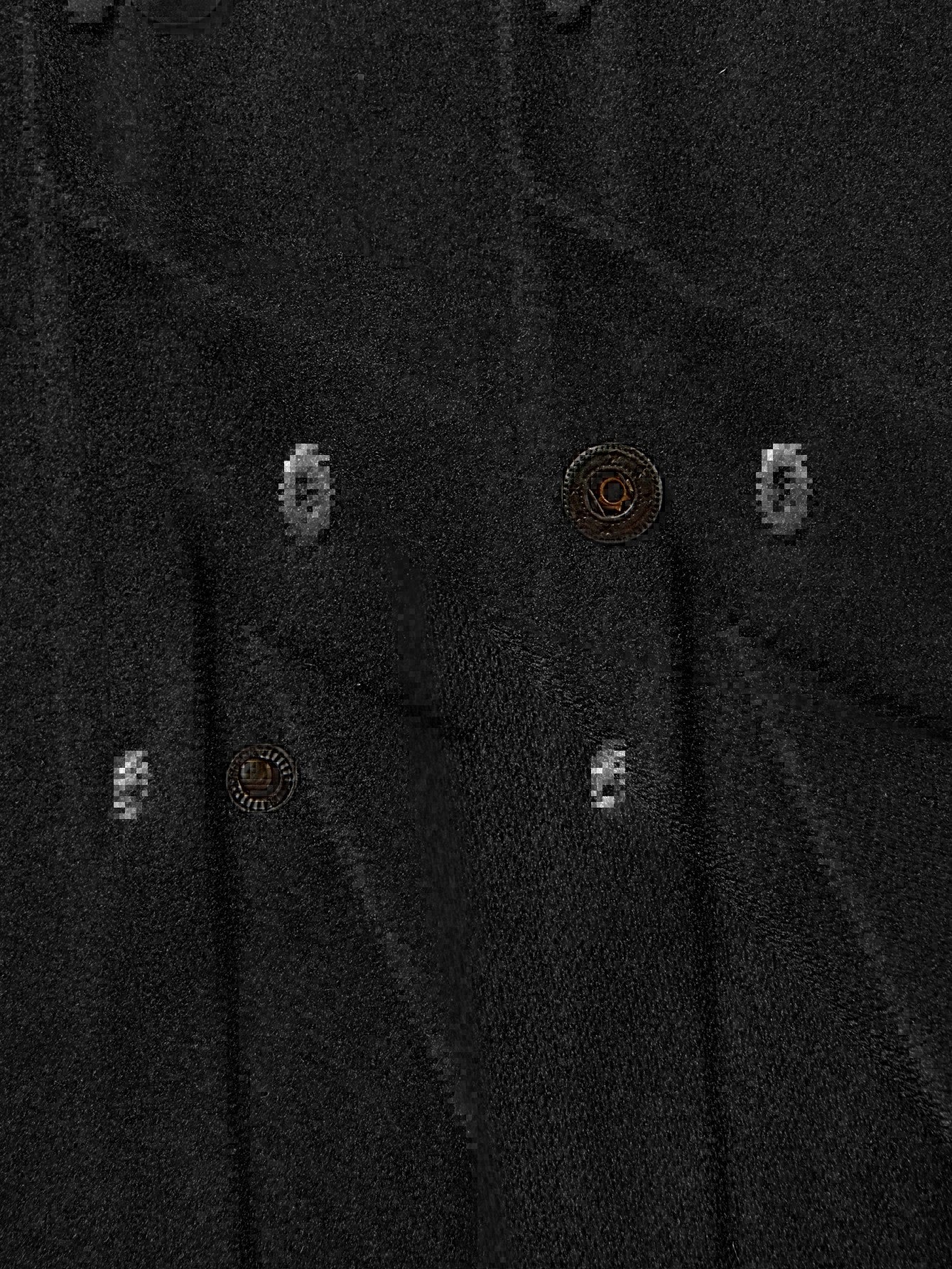 black wool jacket snap button detail close-up
