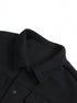 Black wool jacket collar close-up with buttons