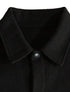 black wool jacket collar and neckline close-up