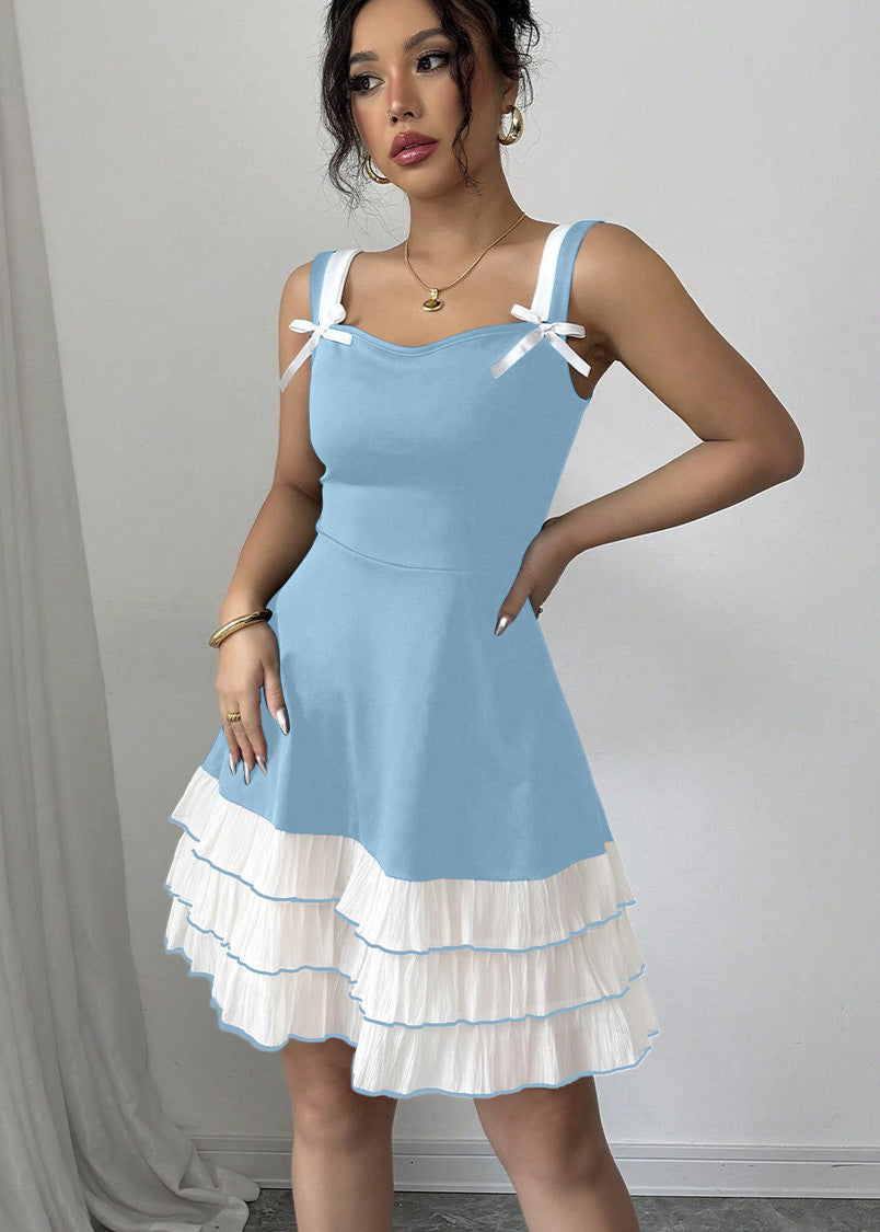 Bow Strap Ruffle Mini Dress Sleeveless Summer Favorite ZINNTRA Bow Strap Ruffle Mini Dress Sleeveless Summer Favorite ZINNTRA