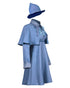 blue wizard academy cosplay costume full front and back view with hat