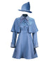 blue wizard academy halloween cosplay outfit side angle view with hat