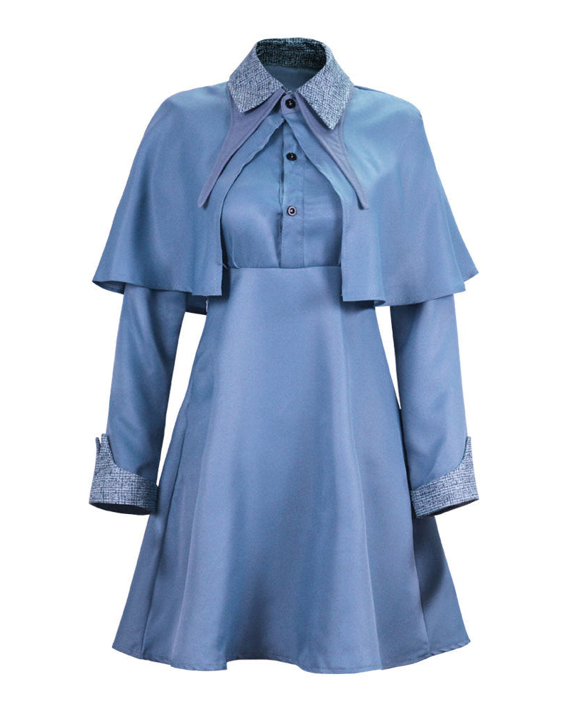 blue wizard academy cosplay costume front view