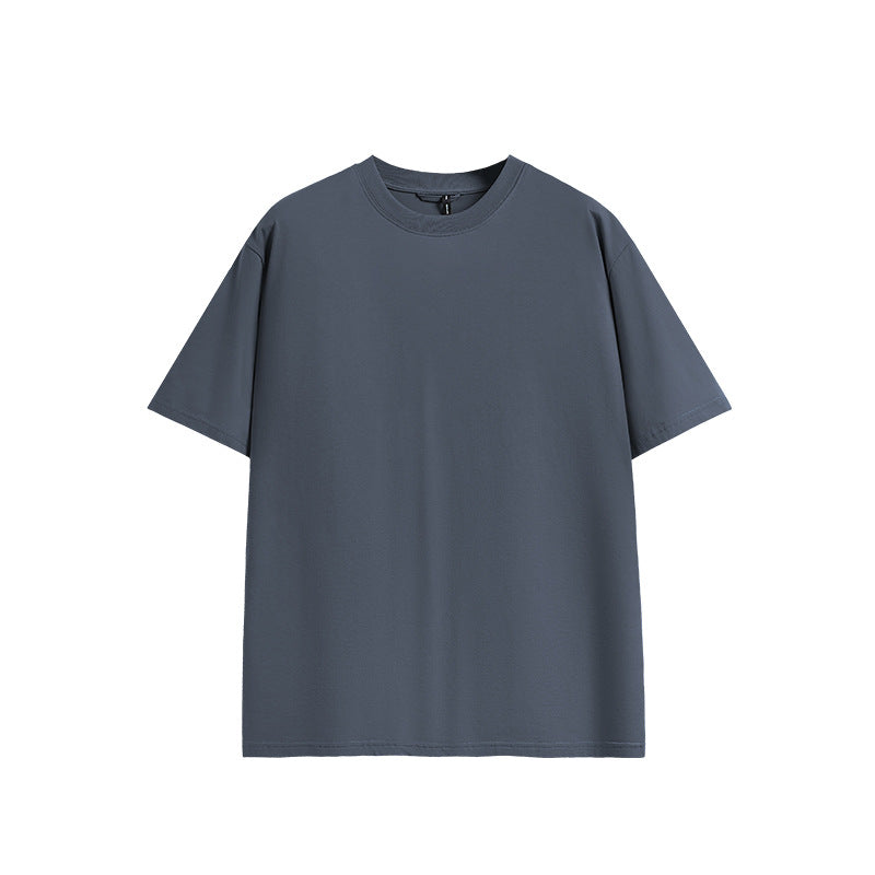 Heavyweight oversized tee in blue gray, cotton blend, unisex fit