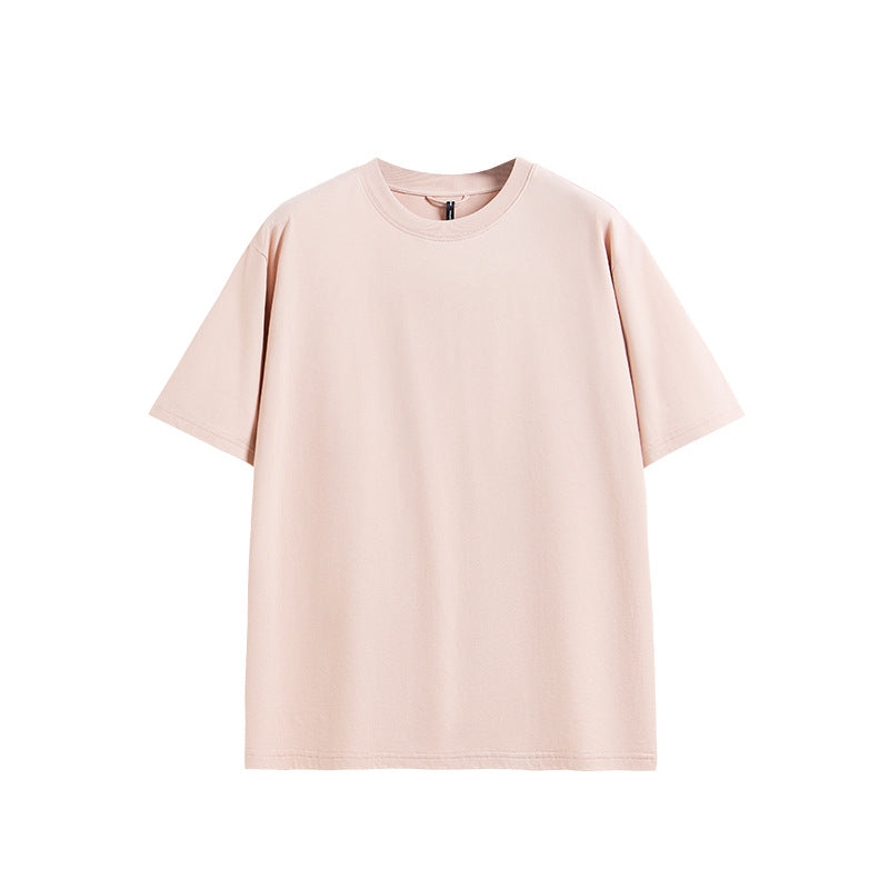 Unisex blush pink cotton tee, relaxed oversized fit