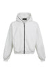 Studio flat-lay product image of the heather light grey boxy zip up hoodie jacket.