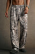 men branch camo polyester fleece sweatpants front view, elastic waistband, jogger cuffs