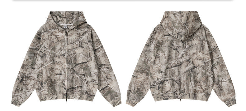 branch camo zip hoodie front and back product display