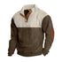 brown and beige corduroy button sweatshirt for men with patches