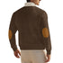brown and beige corduroy button sweatshirt for men back view.
