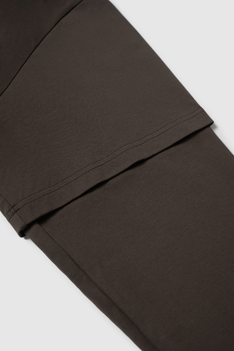 Layered sleeve detail on oversized brown long sleeve t-shirt
