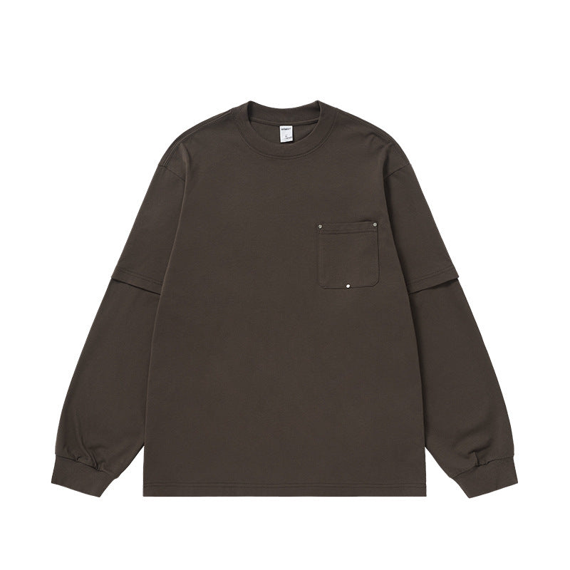 Brown oversized long sleeve streetwear t-shirt for men