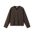 Brown V-neck long sleeve t-shirt waffle knit casual top