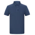 Dark navy polo shirt with minimalist design, featuring short sleeves and vertical G.N.R. FASHION branding along button placket