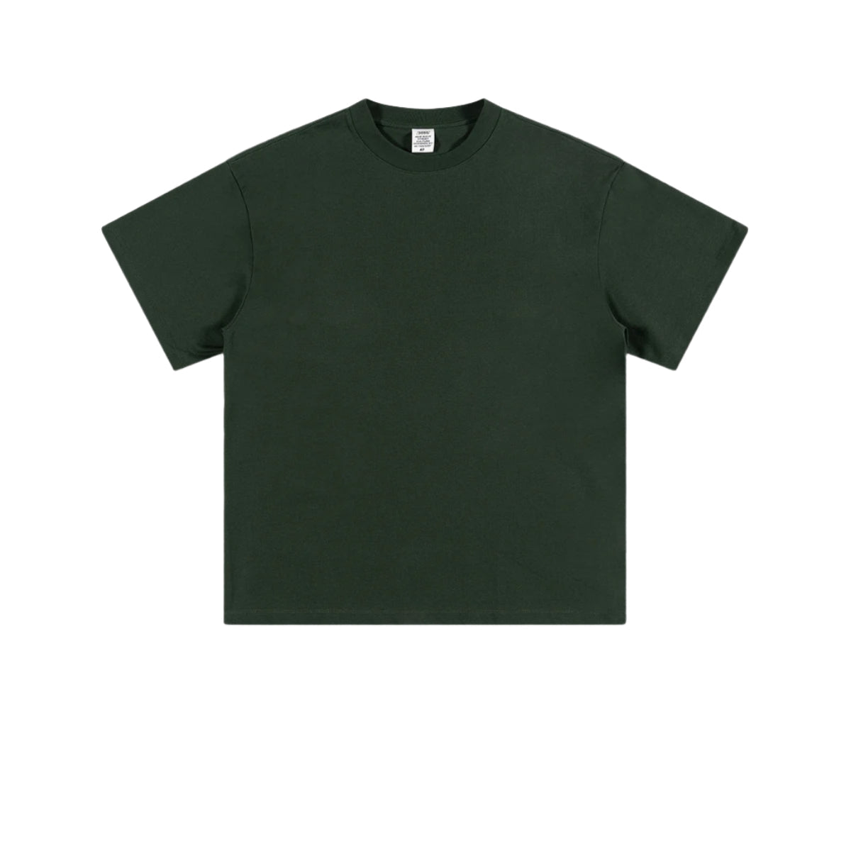 Forest green basic t-shirt with crew neck and short sleeves, shown flat on white background