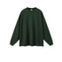 Forest green oversized long sleeve sweatshirt with crew neck and ribbed cuffs on white background