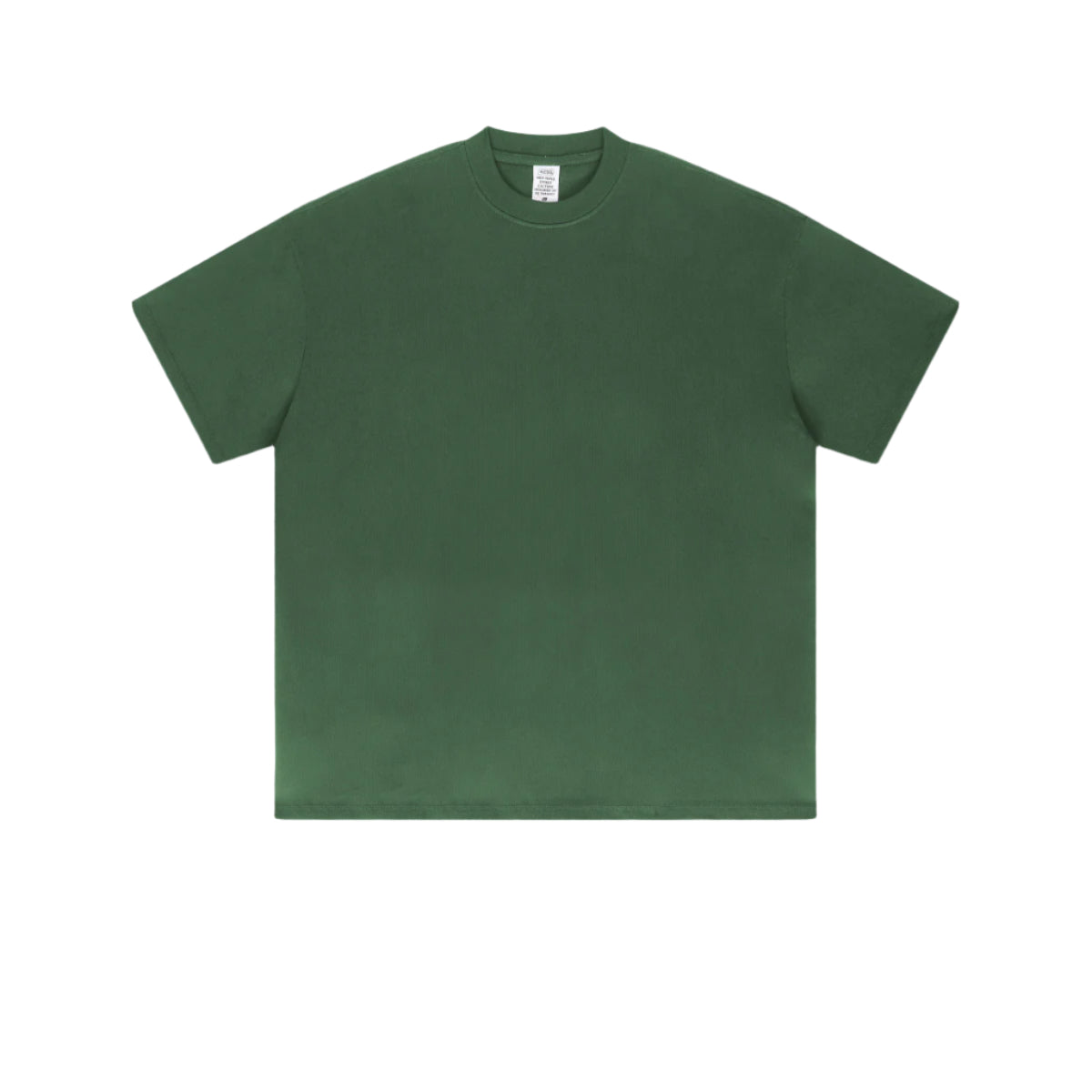 Forest green oversized t-shirt with crew neck and drop shoulder design photographed flat against white background
