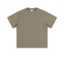 Taupe crew neck t-shirt with short sleeves and relaxed fit, displayed flat against white background