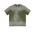 Sage green cotton t-shirt with subtle faded center effect, crew neck and short sleeves against light gray background