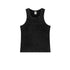 Washed black ribbed tank top laid flat, featuring a slightly faded look
