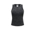 Black acid-wash fitted tank top with crew neckline and ribbed texture, displayed against white background. Features brand tag at neckline