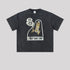 A black vintage-wash graphic t-shirt with 'WHAT CAN I SAY' print laid flat against light background. Features distressed look and crew neck