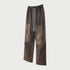 Brown wide-leg pants with panels, elasticated waist and white drawstring displayed flat