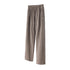 Taupe wide-leg sweatpants with elastic waistband, drawstring and ribbed side panel detail on white background