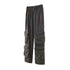 Charcoal gray cargo pants with zippered utility pockets displayed on white background