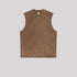 Brown washed cotton muscle tank with vintage-look finish, crew neck and relaxed cut displayed