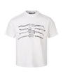 White chain graphic T-shirt product front with monochrome metal-tag print