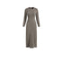 Coffee brown long sleeve bodycon dress, ribbed knit maxi, front view