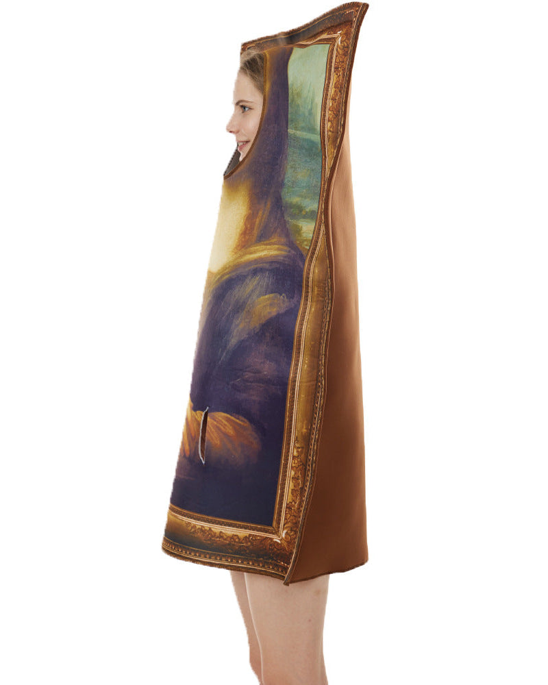 mona lisa painting halloween costume side profile frame detail