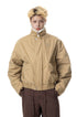 Medium shot of men's khaki winter canvas jacket highlighting chest zip pocket and snap placket.