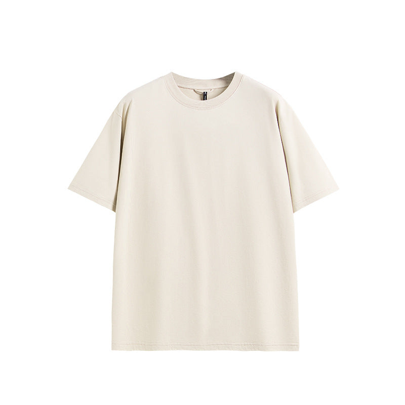 Oversized cream tee, moisture-wicking cotton blend for unisex streetwear