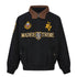 Black crest embroidered Detroit jacket isolated on white