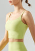 Fall green cropped yoga cami with square neckline and low-cut back