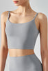 French gray cropped yoga tank with sculpted waist and minimal seams