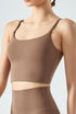 Sandal seamless tank top cropped with cami straps and sculpting fit, side view